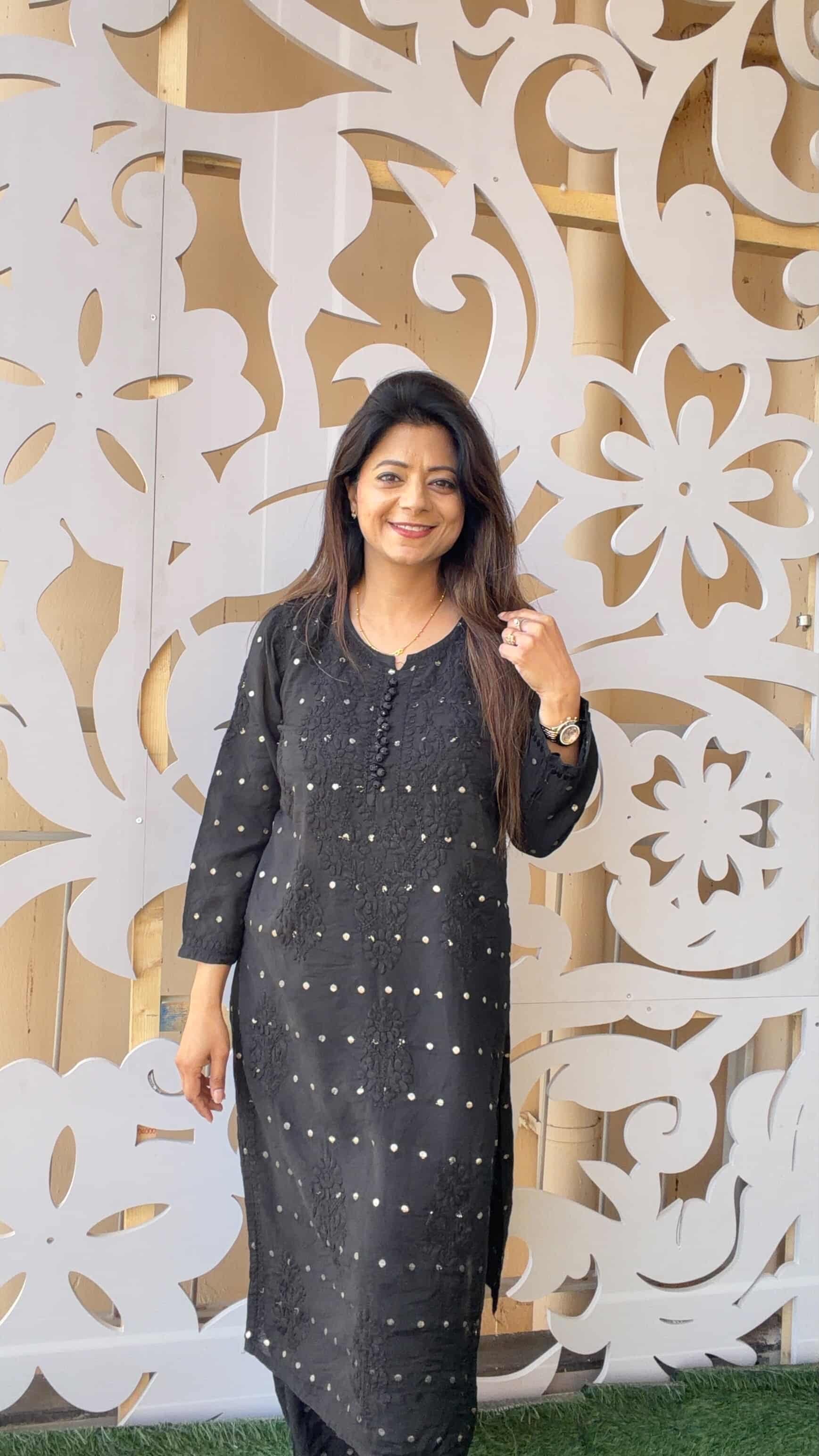 CHANDERI PREMIUM-BLACK CHIKANKARI SET