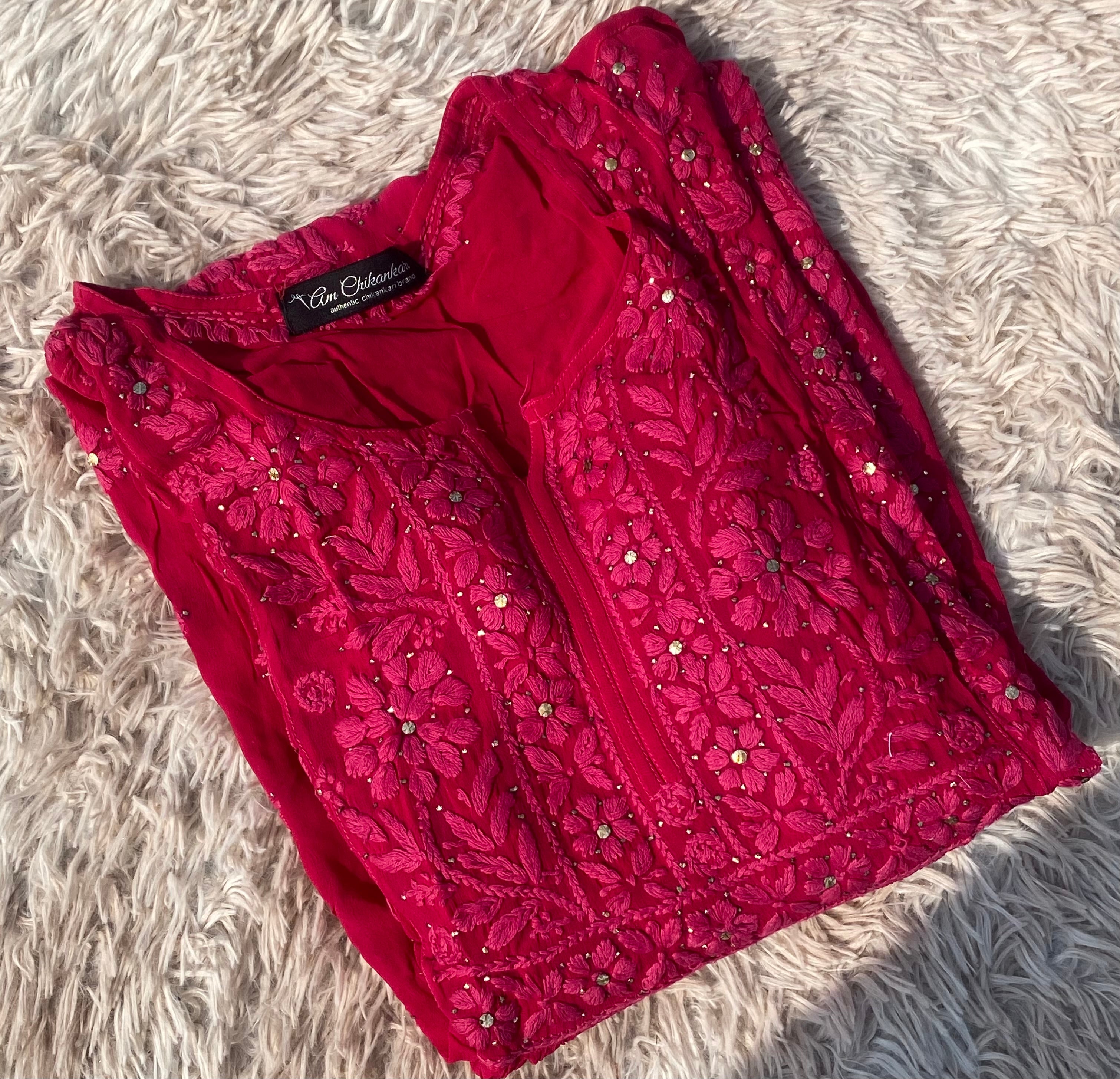 VISCOSE MUKESH PARTWEAR HANDWORK KURTI .