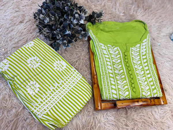 REKHA CHIKANKARI SET NEON GREEN