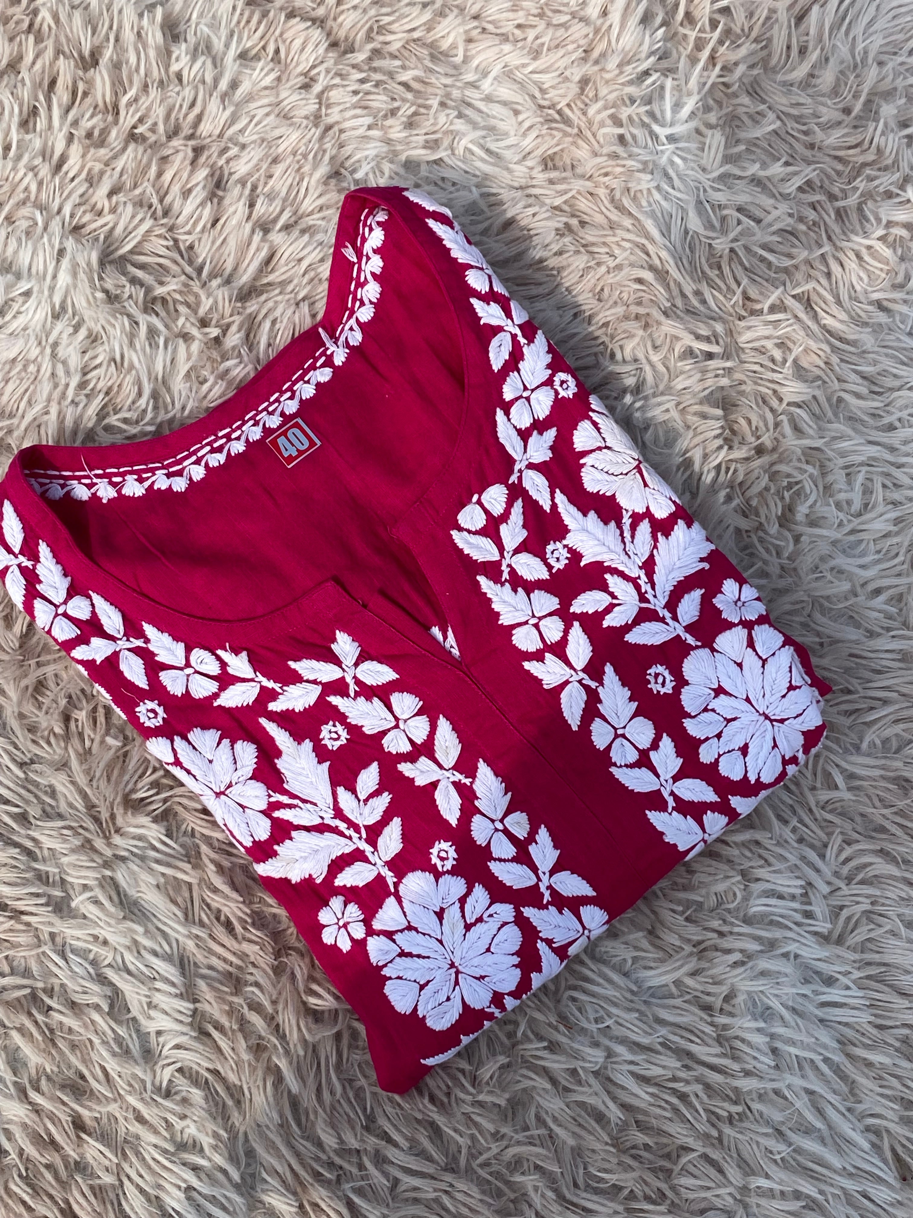 PINK 3D COTTON KURTI