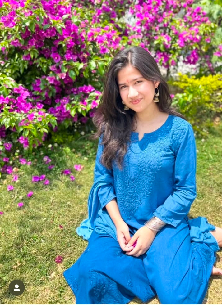 GUNJAN REYON 3PC CHIKANKARI SETS BLUE