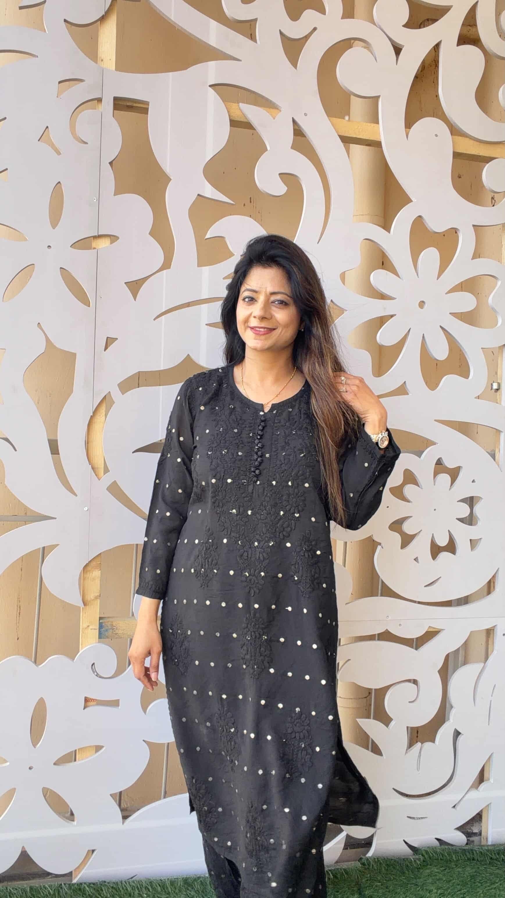 CHANDERI PREMIUM-BLACK CHIKANKARI SET