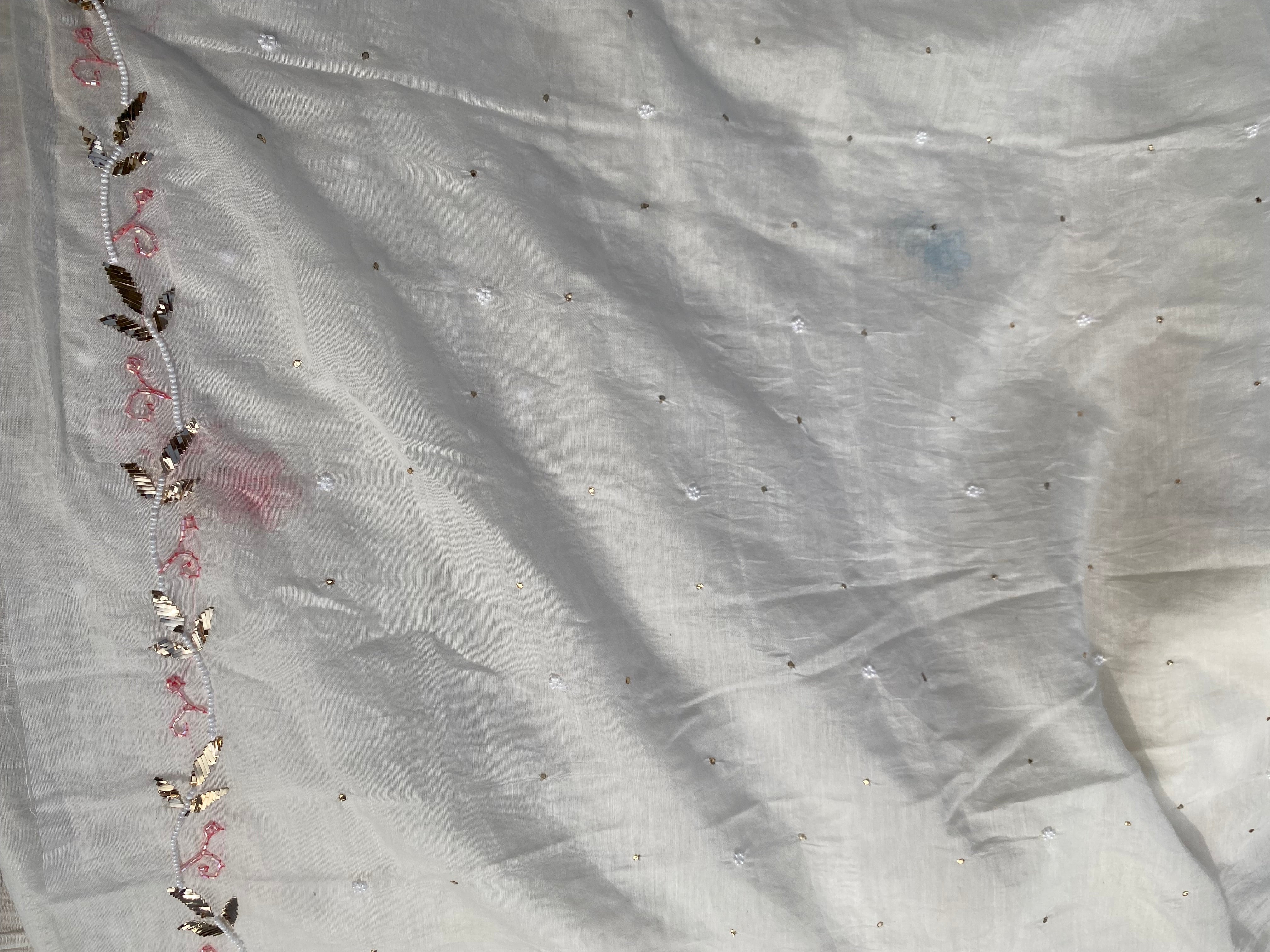 Mul Chanderi Chikankari Suit with Mukaish & Cutdana Hand Embroidery