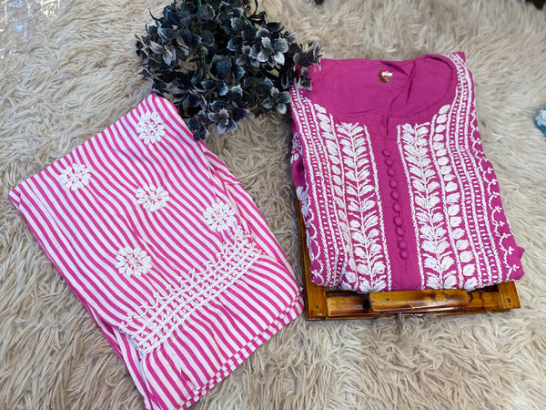 REKHA CHIKANKARI SET PINK