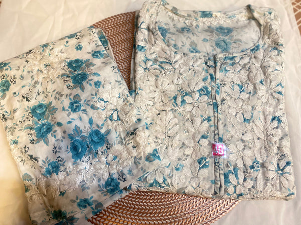 TANUJA AQUA BLUE CO-ORD CHIKANKARI SETS