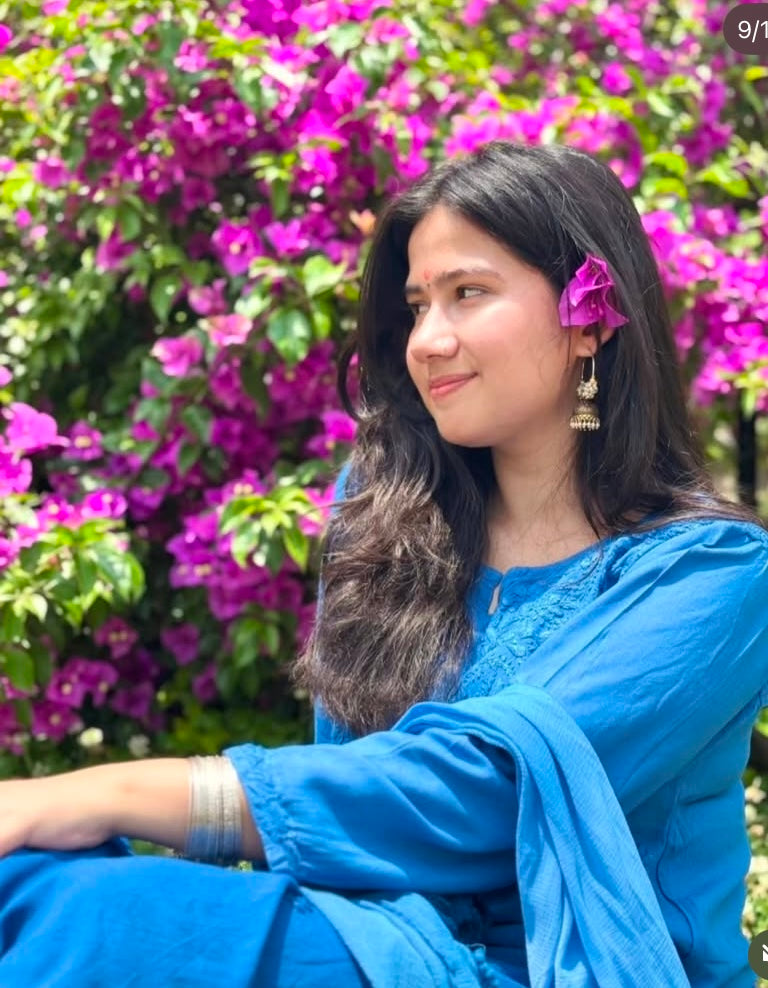 GUNJAN REYON 3PC CHIKANKARI SETS BLUE