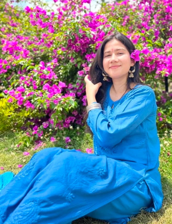 GUNJAN REYON 3PC CHIKANKARI SETS BLUE