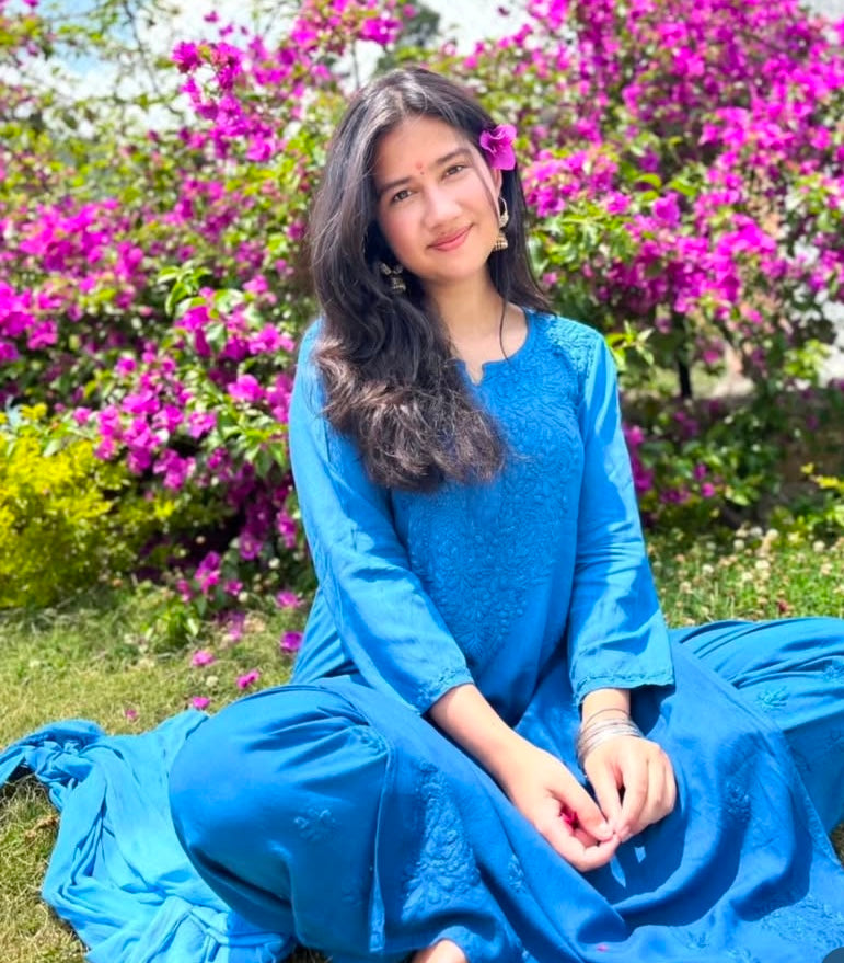 GUNJAN REYON 3PC CHIKANKARI SETS BLUE