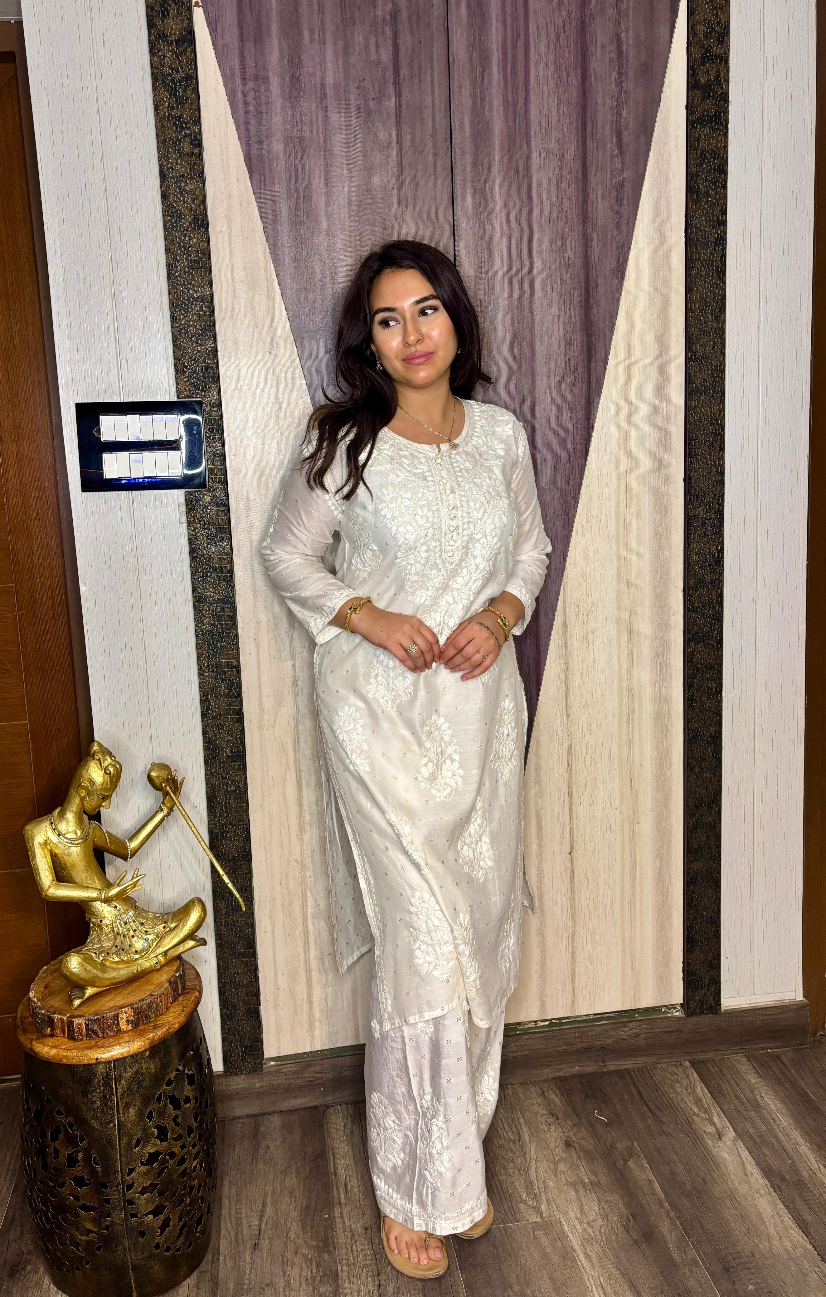 CHANDERI PREMIUM CHIKANKARI SET