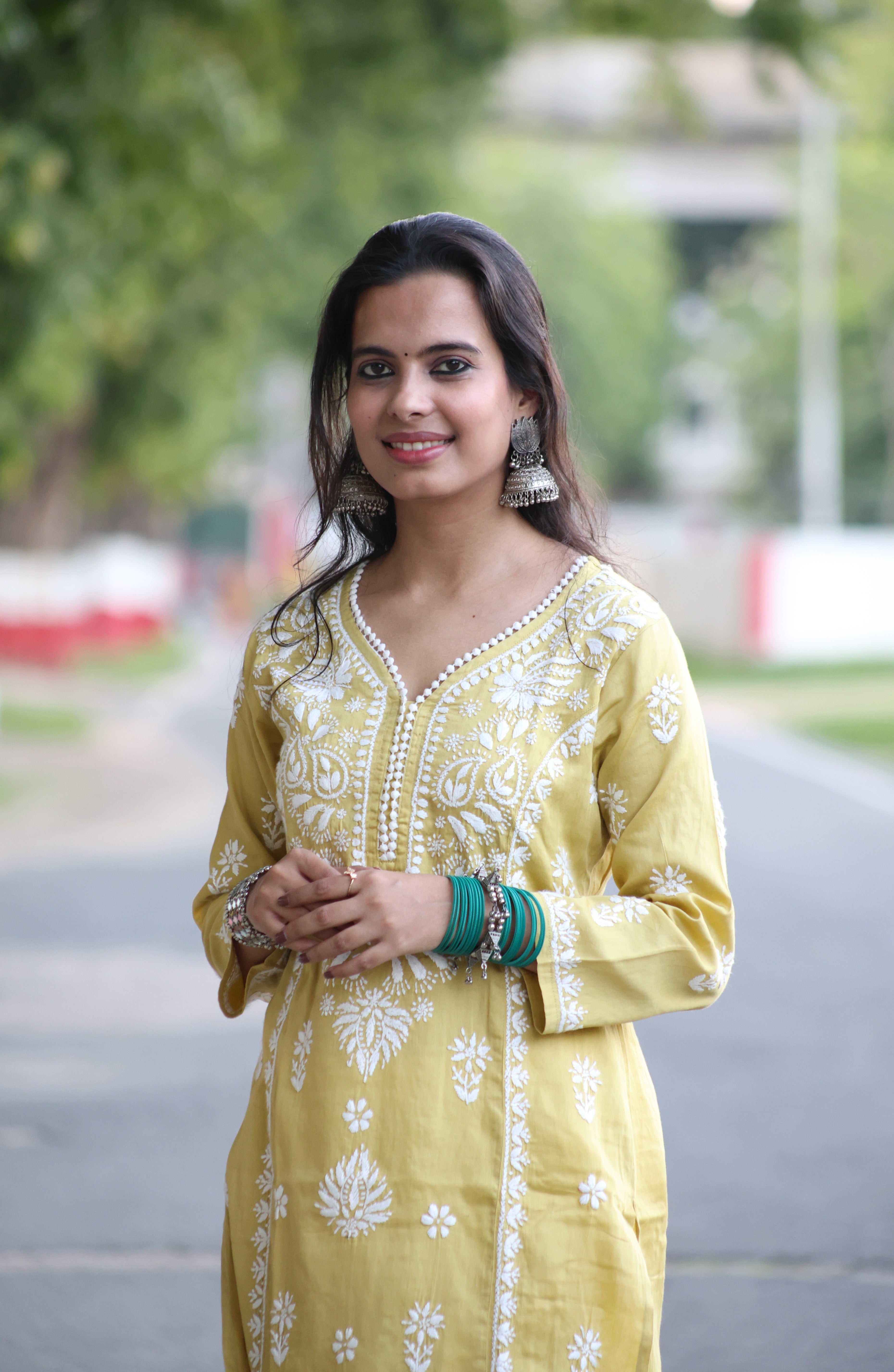Green Jaam Cotton Hand-Embroidered Lucknowi Chikankari Kurta Set
