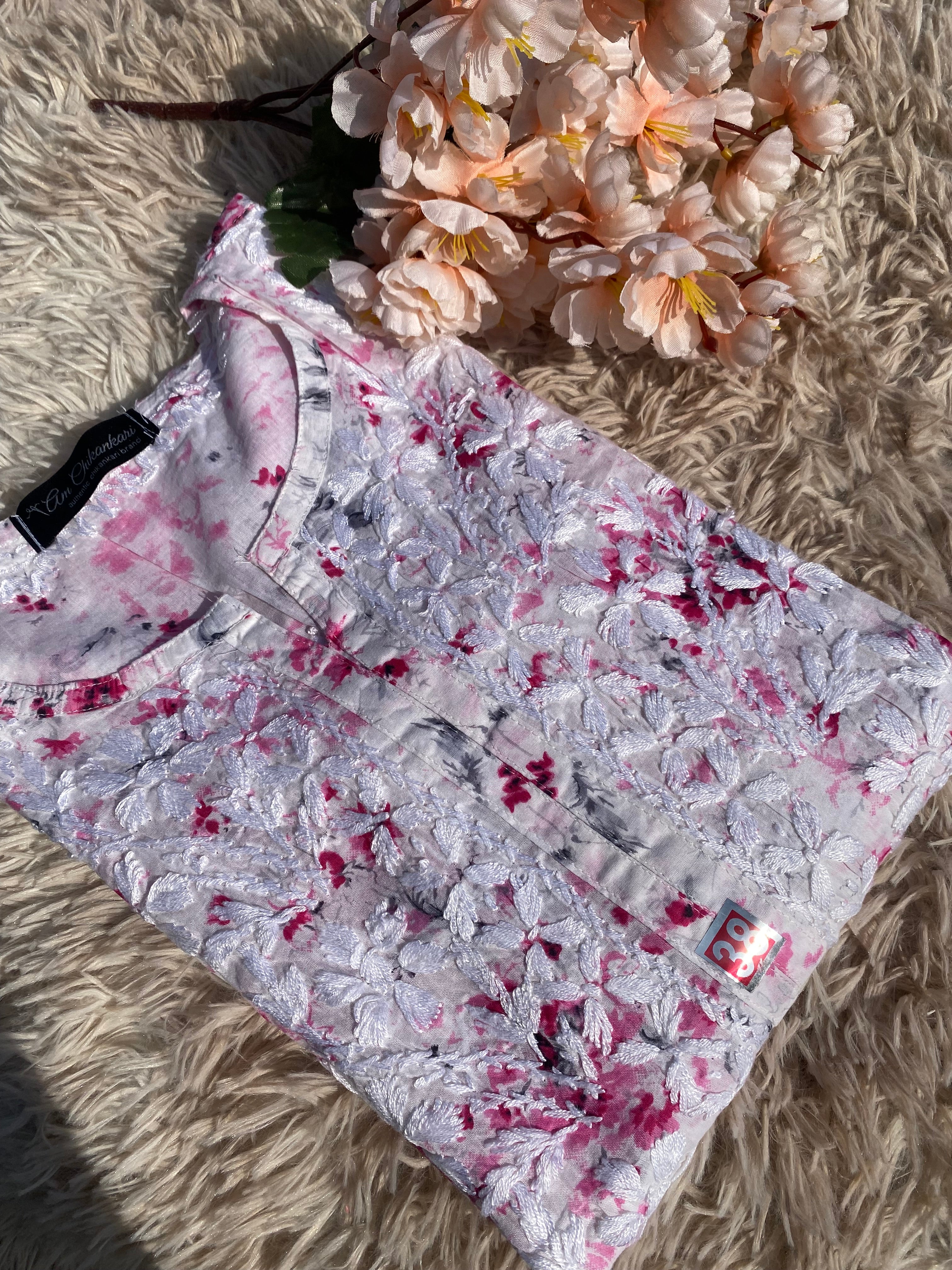 MULMUL CHIKANKARI STRAIGHT KURTI