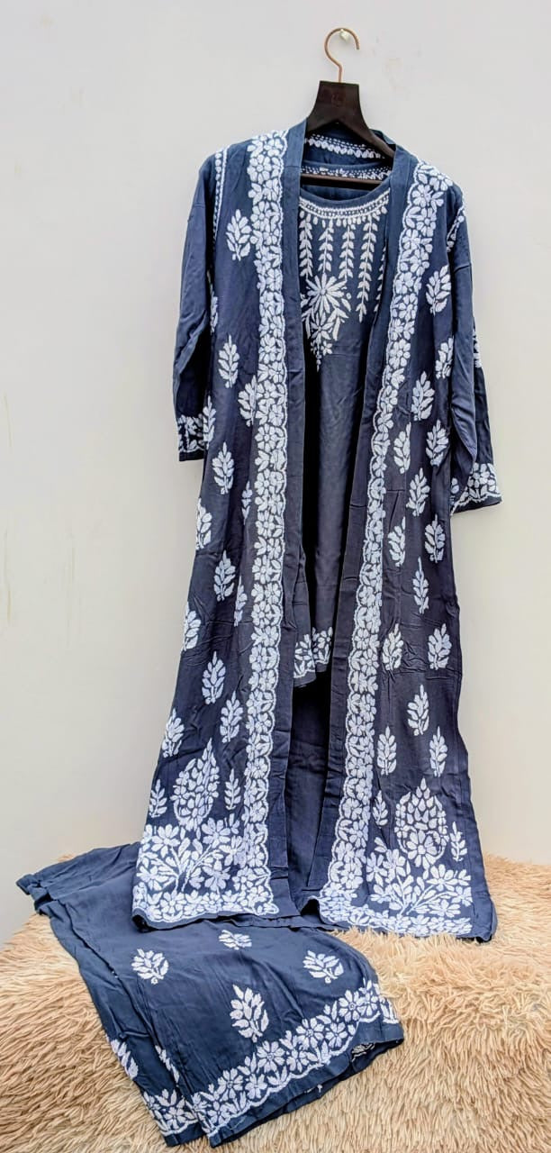 SUZAN SHRUG 3PC CHIKANKARI SET