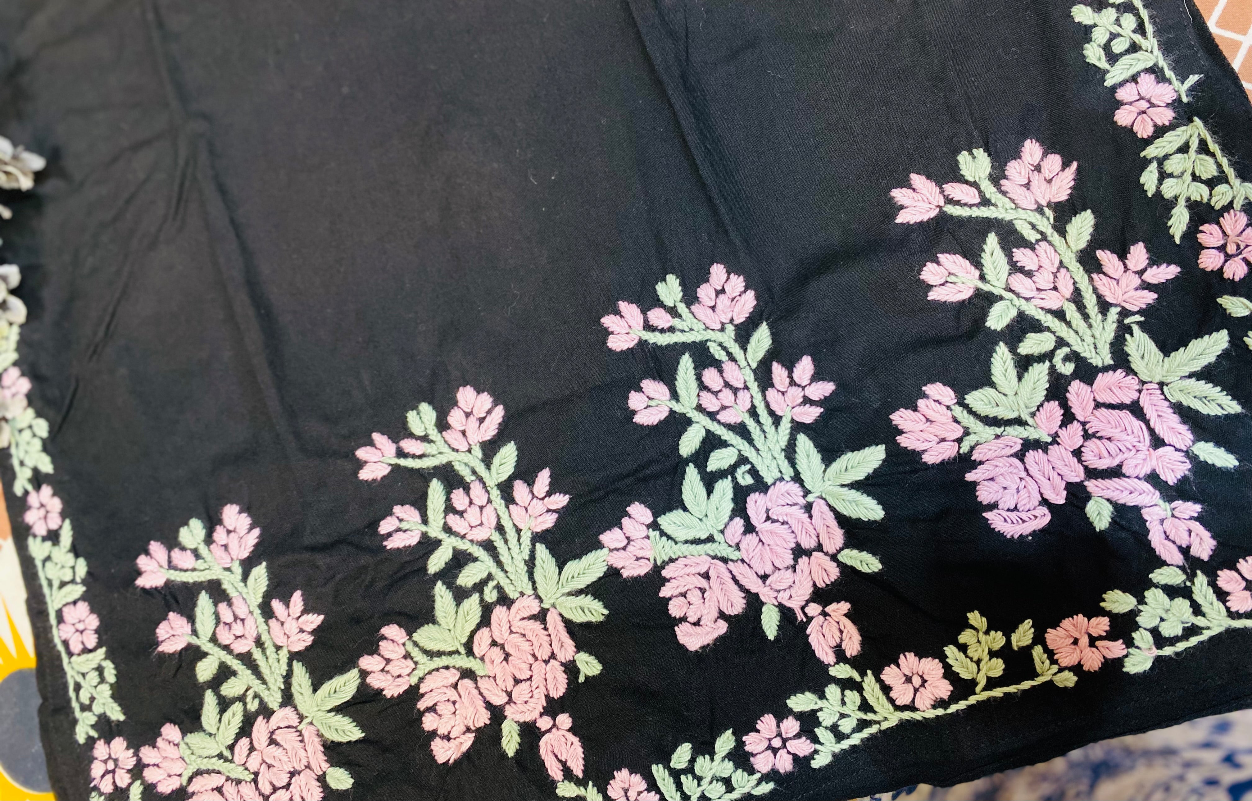 FLOWER ROSE MULTI 3D WORK CHIKANKARI KURTI