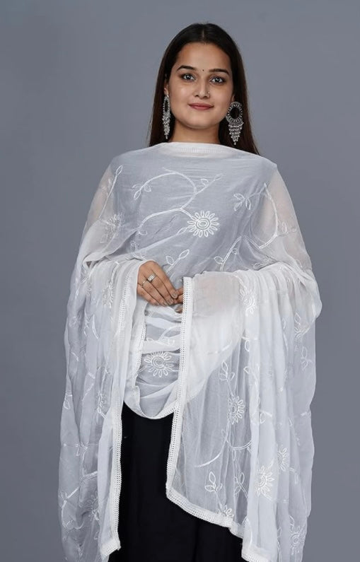 CHIKANKARI FULL JAAL DUPATTA