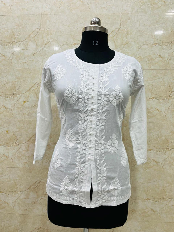 LUCKNOWI CHIKANKARI SHORT TOP