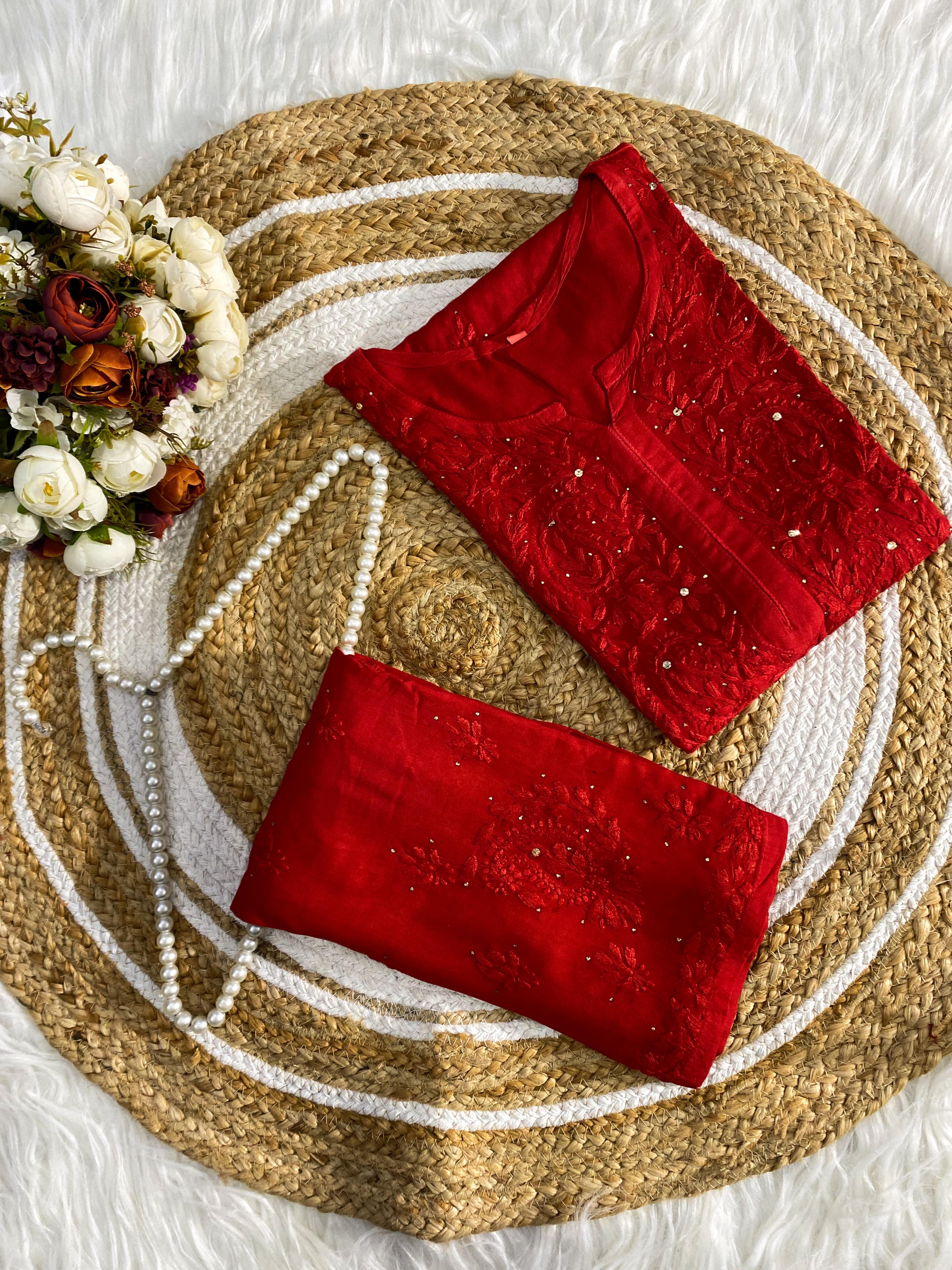 FIZA MUKESH REYON SETS RED