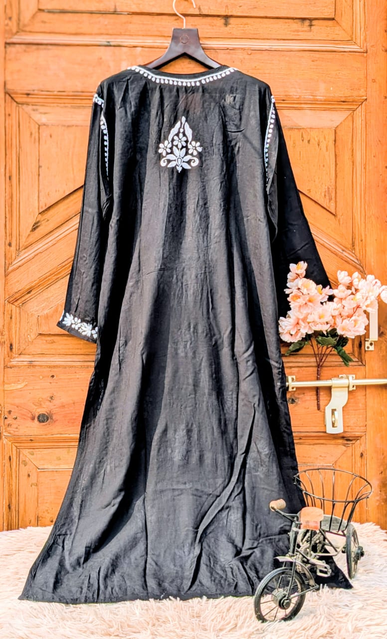 AVNEET KAUR BLACK KURTI REYON CHIKANKARI