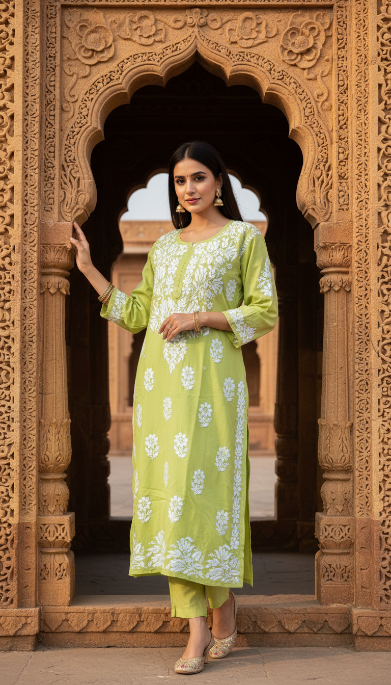 ANAYA REYON CHIKANKARI KURTI