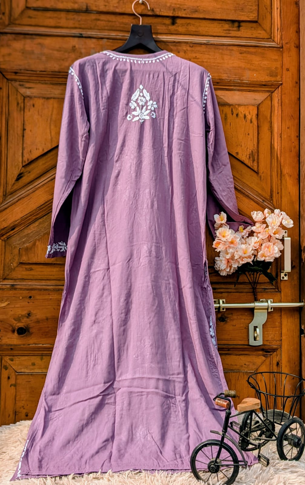 ANAYA PURPLE REYON CHIKANKARI KURTI