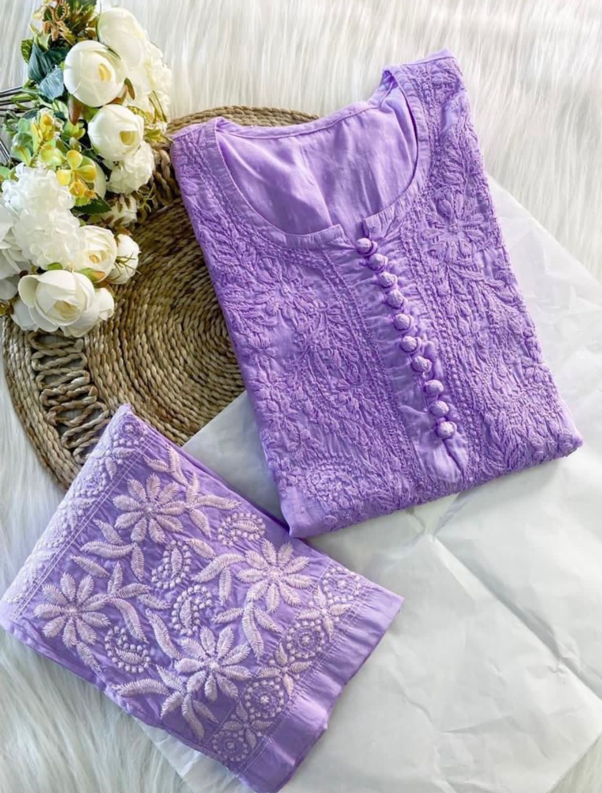 RAHA CHIKANAKARI  DOBBY SET LAVENDOR