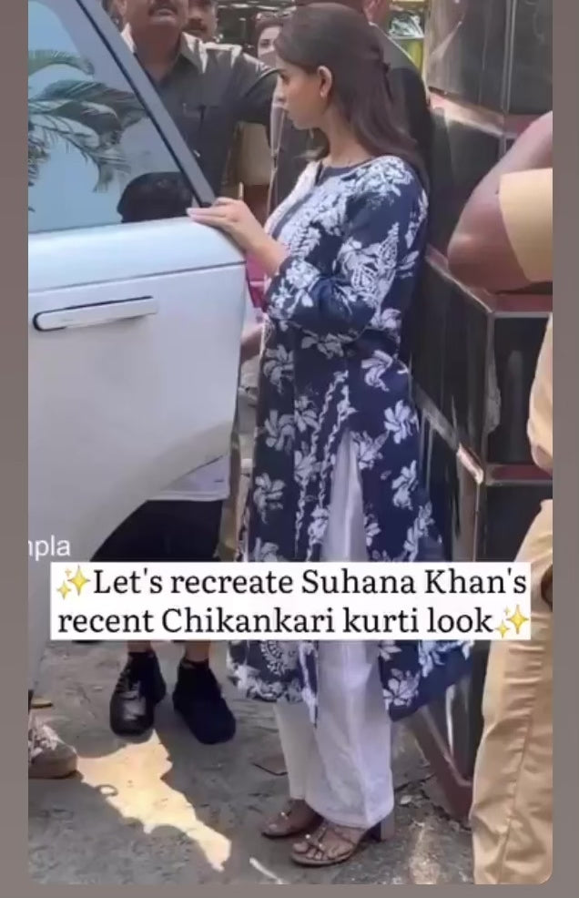 SUHANA MULMUL CHIKANKARI KURTI