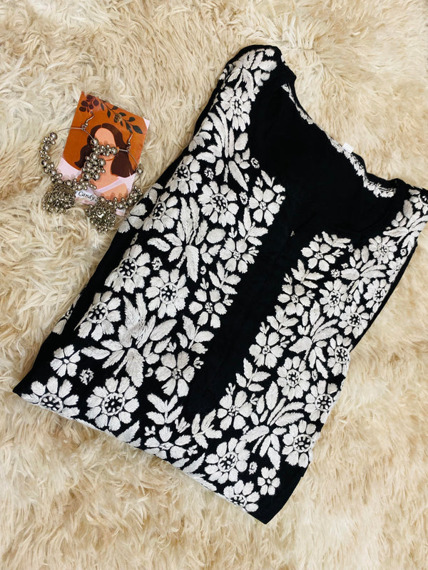 Modal Black Chikankari Kurti